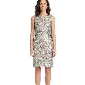 Isani for Target Silver Sequin Black Panel Sleeveless Sheath Dress Size Small